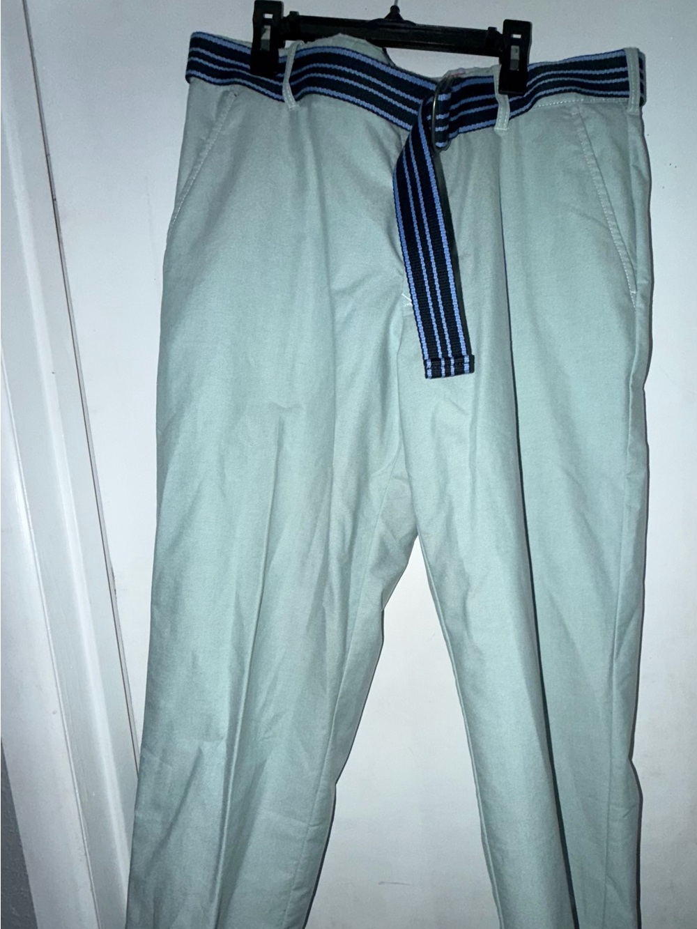 Izod Light Mint Chinos with Navy Striped Belt